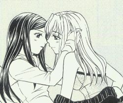 Rule 34 | 00s, 2girls, after kiss, animated, animated gif, bed, between legs, blush, breast sucking, breasts, breath, camisole, clothes up, eye contact, closed eyes, female focus, fujino shizuru, hand on another&#039;s head, happy, hood, hoodie, hug, imminent kiss, kiss, kuga natsuki, legs, long hair, long sleeves, looking at another, lowres, lying, moaning, monochrome, multiple girls, my-hime, on back, open mouth, smile, socks, sweat, sweatdrop, sweater, undressing, yuri