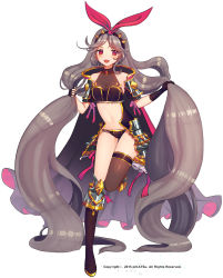 Rule 34 | 1girl, absurdly long hair, breasts, cleavage, crop top, fang, image sample, long hair, looking at viewer, md5 mismatch, midriff, navel, open mouth, original, pikatsu, pixiv sample, red eyes, see-through, shiny skin, silver hair, solo, thigh gap, very long hair