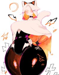 Rule 34 | 1girl, animal ears, black bodysuit, black choker, blush, bodysuit, breasts, cat ears, cat girl, cat tail, choker, cloak, fake animal ears, halloween, hand on own hip, highres, hood, large breasts, looking at viewer, marvel, skin tight, spider-gwen, spider-man: into the spider-verse, spider-man (series), spider-verse, spider web print, tail, thick thighs, thighs, usa37107692, white bodysuit, white eyes, wide hips