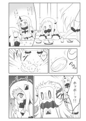 Rule 34 | 0 0, 10s, 2girls, abyssal ship, bowl, breasts, broken, chopsticks, claws, comic, contemporary, greyscale, highres, horns, kantai collection, kneehighs, large breasts, mittens, monochrome, multiple girls, northern ocean princess, seaport princess, signature, single horn, socks, sparkle, surprised, thought bubble, translation request, trembling, twitter username, yamato nadeshiko