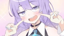 Rule 34 | 1girl, animated, aqua nails, blinking, blush, colored inner hair, fingers to cheeks, hololive, hololive indonesia, looking at viewer, looping animation, moona hoshinova, multicolored hair, nail polish, purple eyes, purple hair, smile, solo, starry hair, teeth, toripuru (tripl3), two-tone hair, upper teeth only, video, virtual youtuber