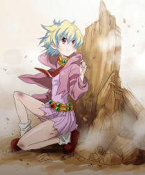 00s 1girl bad_id bad_pixiv_id female_focus frown hood hoodie injury izumi_(sachikara) jewelry multicolored_hair nia_teppelin short_hair skirt solo symbol-shaped_pupils tengen_toppa_gurren_lagann torn_clothes two-tone_hair