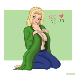 Rule 34 | 1girl, blonde hair, breasts, highres, large breasts, mature female, naruto, naruto (series), naruto shippuuden, ozimand, sitting, solo, solo focus, tsunade (naruto), twintails