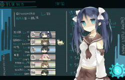 Rule 34 | &gt; &lt;, 10s, 6+girls, between breasts, black hair, blue eyes, blue hair, blunt bangs, bow, breasts, brown hair, closed eyes, crying, crying with eyes open, detached sleeves, english text, eyebrows, fake screenshot, fubuki (kancolle), gameplay mechanics, glasses, hair between eyes, hair bow, hair ribbon, isuzu (kancolle), kantai collection, kitakami (kancolle), kongou (kancolle), makigumo (kancolle), multiple girls, neckerchief, ooi (kancolle), pink hair, pleated skirt, ribbon, sailor collar, skirt, smile, tears, twintails, twitter username, white bow, yellow eyes, yunonoko