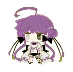 Rule 34 | 1girl, ahoge, black bow, black eyes, bow, chibi, closed mouth, hair bow, heterochromia, long hair, long sleeves, original, patate violet, purple hair, sad, simple background, solo, tearing up, transparent background, usagi nui, wavy mouth, white eyes