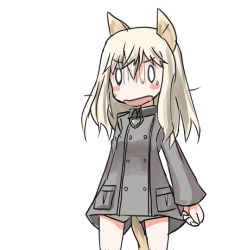 Rule 34 | 1girl, animal ears, blonde hair, blush, long hair, military uniform, msgtkurage, open mouth, ottilie kittel, strike witches, tail, thighs, world witches series