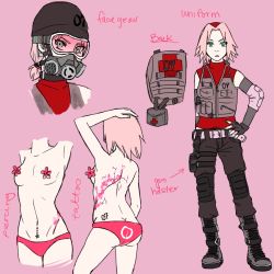 Rule 34 | alternate costume, gas mask, haruno sakura, mask, naruto, naruto (series), pink hair, starchii, tagme