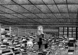 Rule 34 | 2girls, book, book stack, bookshelf, bow, crescent, greyscale, hair bow, hat, indoors, kirisame marisa, library, long hair, monochrome, multiple girls, nib pen (medium), patchouli knowledge, ribbon, smile, soyanrai, touhou, traditional media, witch hat