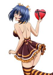 Rule 34 | 00s, 1girl, ass, bare shoulders, bashoku youjou, blue hair, female focus, hair ornament, ikkitousen, short twintails, smile, solo, twintails