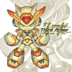 Rule 34 | 1boy, android, arm cannon, clenched hands, clenched teeth, commentary, english commentary, english text, green eyes, helmet, highres, iikoao, male focus, mega man (series), mega man x3, mega man x (series), mixed-language commentary, solo, teeth, weapon, x (mega man)