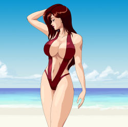 Rule 34 | 1990s (style), breasts, cleavage, enix, final fantasy, final fantasy vii, huge breasts, large breasts, one-piece swimsuit, square enix, swimsuit, tifa lockhart, wbd