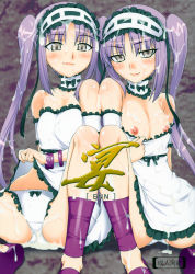 Rule 34 | 00s, 2girls, bow, bow panties, breasts, clothes lift, cum, cum on body, cum on breasts, cum on hair, cum on lower body, cum on upper body, dress, dress lift, euryale (fate), facial, fate/hollow ataraxia, fate/stay night, fate (series), frilled panties, frills, grey eyes, highres, multiple girls, nipples, panties, pantyshot, purple hair, siblings, sisters, sitting, small breasts, spread legs, stheno (fate), twins, twintails, underwear, white panties