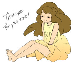 Rule 34 | 1girl, barefoot, blush, brown hair, closed eyes, dress, english text, flat color, full body, gradient dress, inazuma eleven (series), inazuma eleven go, inazuma eleven go chrono stone, long hair, nanobana kinako, no hairband, sekina, simple background, sitting, solo, white background