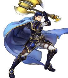 Rule 34 | 1boy, armor, armored boots, axe, battle axe, belt, blue eyes, blue hair, boots, cape, closed mouth, fire emblem, fire emblem: the blazing blade, fire emblem heroes, full body, gauntlets, hector (fire emblem), highres, holding, holding weapon, long sleeves, male focus, nintendo, non-web source, official art, pants, short hair, shoulder armor, shoulder pads, solo, transparent background, wada sachiko, weapon
