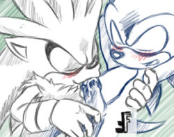 Rule 34 | 2boys, fakerface, fellatio, furry, furry male, lowres, male focus, multiple boys, oral, partially colored, penis, sega, silver the hedgehog, sonic (series), sonic (series), yaoi