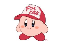Rule 34 | baseball cap, blue eyes, blush stickers, closed mouth, copy ability, english text, hat, jivke, kirby, kirby (series), nintendo, no humans, signature, simple background, snk heroines: tag team frenzy, solo, super smash bros., terry bogard, white background