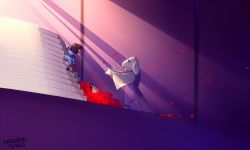 Rule 34 | 1girl, anadapta, androgynous, animal ears, artist name, brown hair, child, frisk (undertale), furry, furry female, ghost, goat ears, headphones, horns, leaf, light rays, monster girl, napstablook, outstretched arms, pointing, ribbon, ruins, shadow, sleeping, stairs, toriel, undertale