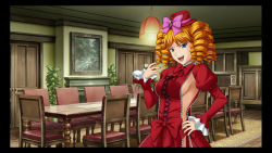 07th_expansion 1girl breasts female_focus gaap_(umineko) highres indoors no_naku_koro_ni_(series) plant sideboob solo umineko_no_naku_koro_ni