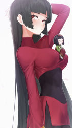 Rule 34 | 2girls, black bodysuit, blunt bangs, bodysuit, bodysuit under clothes, breasts, closed eyes, commentary request, covered navel, creatures (company), crop top, erika (pokemon), from side, game freak, green kimono, gym leader, hairband, hakama, hakama skirt, highres, japanese clothes, kimono, large breasts, long hair, long sleeves, looking at viewer, looking to the side, mini person, minigirl, miniskirt, multiple girls, nintendo, notori d, pantyhose, pokemon, pokemon frlg, pokemon lgpe, red eyes, red hairband, red hakama, red skirt, revision, sabrina (pokemon), short hair, side slit, simple background, sitting, skirt, straight hair, very long hair, white background