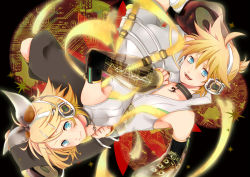 Rule 34 | 1boy, 1girl, bad id, bad pixiv id, blonde hair, blue eyes, brother and sister, detached sleeves, hair ribbon, hairband, headphones, isago (ica), kagamine len, kagamine rin, open mouth, ribbon, siblings, smile, twins, vocaloid