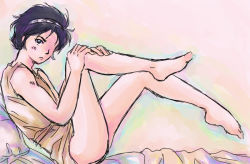 Rule 34 | 1boy, arion, arion (character), barefoot, black hair, feet, feet up, heppoko kamijou akira, looking at viewer, male focus, solo