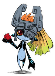 Rule 34 | 1girl, apple, food, fruit, helmet, holding, holding food, holding fruit, md5 mismatch, midna, nintendo, pointy ears, red eyes, solo, sonson (eleven), the legend of zelda, the legend of zelda: twilight princess
