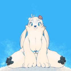 Rule 34 | artist request, blue eyes, furry, polar bear, smile, twintails, white hair