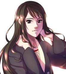 Rule 34 | 1girl, alternate hairstyle, bad id, bad pixiv id, black hair, brown eyes, collarbone, japanese clothes, lips, long hair, looking at viewer, may c (lovemeiko), naruto, naruto (series), parted lips, shizune (naruto), simple background, solo, white background