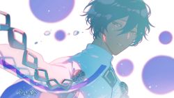 Rule 34 | 1boy, arjuna (fate), artist name, black hair, cape, crying, crying with eyes open, dark-skinned male, dark skin, fate/grand order, fate (series), hair between eyes, highres, looking at viewer, male focus, solo, sqloveraven, streaming tears, tears, upper body, weibo watermark, white cape