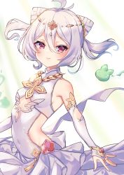 Rule 34 | 1girl, absurdres, blush, breasts, elf, female focus, highres, kokkoro (princess connect!), looking at viewer, miyakoto, pointy ears, princess connect!, red eyes, small breasts, smile, solo, white hair