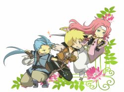 Rule 34 | 00s, 3boys, bad id, bad pixiv id, blonde hair, blue eyes, blue hair, bow (weapon), chester burklight, choker, gloves, green eyes, guy cecil, headband, long hair, male focus, multiple boys, ponytail, red hair, tales of (series), tales of phantasia, tales of symphonia, tales of the abyss, weapon, yakigyouza, zelos wilder