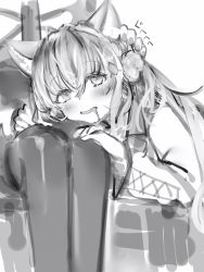 Rule 34 | 2girls, animal ears, bad id, bad pixiv id, blush, braid, character request, crown braid, drooling, female pervert, flower, greyscale, hair flower, hair ornament, hakui koyori, highres, hololive, long hair, looking at viewer, monochrome, mouth drool, multiple girls, nanashi (nlo), pantyhose, pervert, rose, smile, solo focus, virtual youtuber