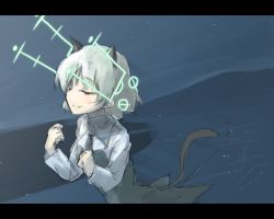 Rule 34 | 1girl, animal ears, cat ears, cat tail, closed eyes, flying, hirschgeweih antennas, letterboxed, long sleeves, makaze (t-junction), military, military uniform, necktie, night, night sky, sanya v. litvyak, short hair, silver hair, sketch, sky, solo, star (sky), strike witches, tail, uniform, world witches series