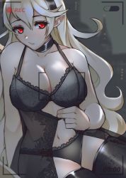 Rule 34 | 1340smile, 1girl, absurdres, babydoll, black flower, breasts, camisole, chemise, choker, cleavage, corrin (female) (fire emblem), corrin (fire emblem), fire emblem, fire emblem fates, flower, hairband, highres, lace trim, large breasts, lingerie, long hair, looking at viewer, nightgown, nightgown pull, nintendo, platinum blonde hair, pointy ears, recording, red eyes, ribbon, solo, spaghetti strap, thighhighs, underwear, very long hair
