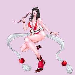 Rule 34 | absurdres, breasts, fatal fury, hair down, highres, large breasts, long hair, revealing clothes, shiranui mai, solo