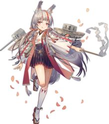 Rule 34 | 1girl, anchor, animal ears, arm at side, azur lane, bell, black hakama, black skirt, bright pupils, closed mouth, eyebrows, flat chest, fox ears, fox tail, full body, gohei, grey hair, hakama, hakama short skirt, hakama skirt, haori, high-waist skirt, holding, japanese clothes, jingle bell, kamikaze (azur lane), kneehighs, leg up, long hair, long sleeves, looking away, looking to the side, machinery, multicolored hair, nontraditional miko, norizc, official art, orange eyes, petals, red hair, ribbon, rope, shimenawa, skirt, smile, socks, solo, streaked hair, tabi, tachi-e, tail, tongue, tongue out, torpedo, transparent background, turret, two-tone hair, very long hair, white pupils, white socks, wide sleeves