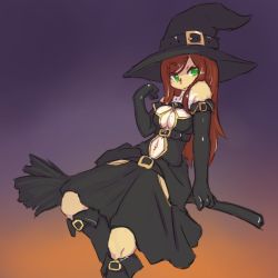 Rule 34 | 1girl, brown hair, copyright request, female focus, furry, furry female, green eyes, halloween, halloween costume, hat, long hair, ohakotome, solo, weasel, witch, witch hat