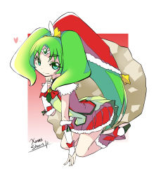 Rule 34 | 10s, absurdres, adapted costume, boots, bow, cure march, green eyes, green hair, heart, highres, long hair, midorikawa nao, ponytail, precure, sack, shaen, skirt, smile, smile precure!, solo, star (symbol), tiara, tri tails