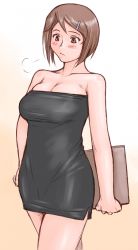 Rule 34 | 00s, 1girl, black dress, breasts, brown eyes, brown hair, cleavage, dress, large breasts, aged up, rozen maiden, short hair, solo, souseiseki, tsuda nanafushi