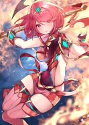 Rule 34 | 1girl, absurdres, aegis sword (xenoblade), breasts, highres, large breasts, pyra (xenoblade), red eyes, red hair, risumi (taka-fallcherryblossom), short hair, solo, xenoblade chronicles (series), xenoblade chronicles 2