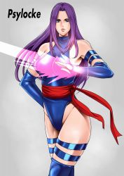 Rule 34 | 10s, 1girl, breasts, character name, highres, large breasts, long hair, marvel, psylocke, purple hair, solo, x-men