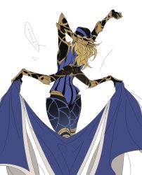 Rule 34 | 1boy, ass, avicebron (fate), blonde hair, extra arms, fate (series), highres, kanikaniland, long hair, male focus, mask, simple background, solo, stretching, white background