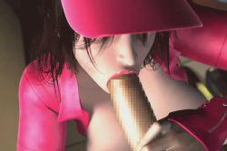 Rule 34 | 3d, animated, animated gif, breasts, censored, fellatio, fingerless gloves, gloves, hat, huge breasts, oral, penis, pizza takeout obscenity, rika yagyu, umemaro