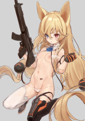 Rule 34 | 1girl, absurdres, animal ears, anouetto, assault rifle, asymmetrical legwear, babydoll, bad id, bad pixiv id, barcode, barcode tattoo, black gloves, black thighhighs, blonde hair, blue eyes, blue flower, blue rose, blush, breasts, cat ears, commentary, detached collar, flower, g41 (girls&#039; frontline), girls&#039; frontline, gloves, gun, h&amp;k g41, hair between eyes, heterochromia, highres, long hair, low-tied long hair, lowleg, lowleg panties, mechanical arms, mismatched legwear, navel, nipples, open mouth, panties, red eyes, revision, rifle, rose, see-through, side-tie panties, small breasts, solo, tattoo, thighhighs, torn clothes, twintails, underwear, untied panties, weapon, white babydoll, white panties, white thighhighs