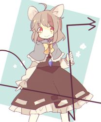 Rule 34 | 1girl, animal ears, bad id, bad twitter id, capelet, daizu (melon-lemon), dowsing rod, grey hair, highres, jewelry, mouse ears, nazrin, pendant, red eyes, short hair, smile, solo, touhou