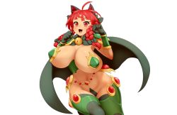 Rule 34 | 1girl, animal ears, bell, bouncing breasts, braid, breasts, cape, cat ears, d.koutya, fang, kaenbyou rin, large breasts, neck bell, pasties, paw pose, red eyes, red hair, reverse bikini armor, reverse outfit, smile, solo, tagme, touhou, twin braids