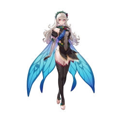 Rule 34 | 1girl, alternate costume, bare shoulders, breasts, cape, closed mouth, commentary request, corrin (female) (fire emblem), corrin (fire emblem), covered navel, dress, ekao, elbow gloves, fire emblem, fire emblem fates, fire emblem heroes, full body, gloves, gradient clothes, hair ornament, hairband, hand on own chest, hand up, highres, long hair, looking at viewer, medium breasts, nintendo, official art, panty straps, red eyes, see-through, shiny clothes, short dress, simple background, sleeveless, sleeveless dress, solo, standing, thighhighs, thighs, thorns, toeless legwear, toes, turtleneck, white background, white hair