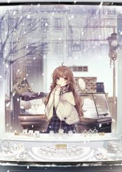 Rule 34 | highres, housekihaki no onnanoko, jewelry, kei (k tmr), necklace, own hands together, reflection, snowing, solo, sparkle, tagme, wavy hair