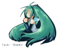 Rule 34 | 1girl, from side, green hair, hatsune miku, long hair, solo, very long hair, vocaloid, white background