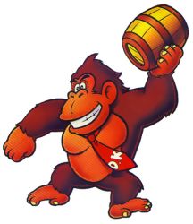Rule 34 | 1980s (style), 1990s (style), barrel, donkey kong, donkey kong (1981 game), donkey kong (series), grin, lowres, naked necktie, necktie, nintendo, no humans, official art, oldschool, retro artstyle, simple background, smile, white background
